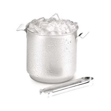 Imagem de Balde para Gelo com Pinça Forma Bartender em Aço Inox - 3 L