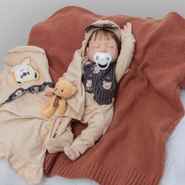 Imagem de Bebê Reborn Realista Dormindo Cabelo Implantado Fio a Fio - Cegonha Re