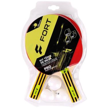 Imagem de Kit Tênis de Mesa Pro 2 Raquetes 3 Bolas 1 Rede C/ Suporte - Fort-Unissex