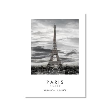 Imagem de Pôster de cidade preto e branco - impressão de viagem Roma Las Vegas Veneza Paris Sydney Amsterdã Amalfi Sanfrancisco Pintura em tela impressões de paisagem da cidade do mundo imagens de parede pôster