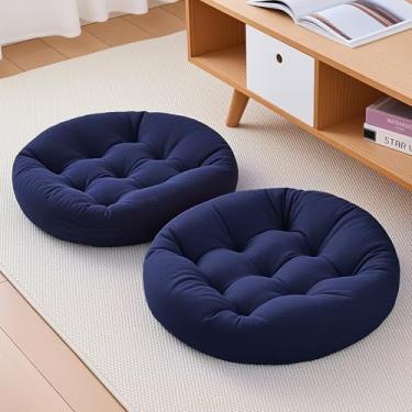 Imagem de Tikuns 4 peças de almofadas de chão para adultos, almofadas de meditação, almofada redonda grande para sentar para sala de estar (4, azul-marinho, 56 x 56 cm)