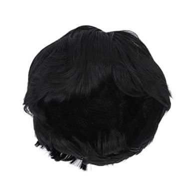 Imagem de Peruca masculina de cabelo preto curto fofo natural bonito estilo uso festas Halloween