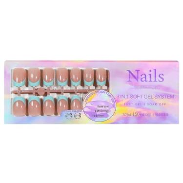 Imagem de 150PCS Pontas de Unhas French Press on Nails Falsas para Artesanato DIY com Primer Ponta Pré-aplicado Base Coat Macias 3-em-1 Não é Necessário Super Ajuste Duradouro Aplicação Fácil