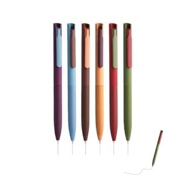 Imagem de GZBABY Conjunto de 6 canetas de gel coloridas, canetas esferográficas retráteis com aderência macia, 0,5 mm, 6 cores (retrô)