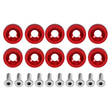 Imagem de POCREATION Parafusos de Decoração de Carro, Parafusos de Estrutura de Placa de Licença de Alumínio de Aço Inoxidável, Com 8 Opções de Cores, para Tampa do Cilindro de Ignição do Para-choque (vermelho)
