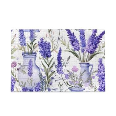 Imagem de WELLDAY Quebra-cabeça flores lavanda 500 peças grande jogo de arte para adultos adolescentes