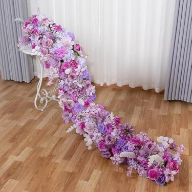 Imagem de LMJYU Guirlandas de flores artificiais centros de mesa de centro de mesa arranjos de flores rosas empoeiradas decoração de namorado/recepção estilo banquete E-200 * 35 cm