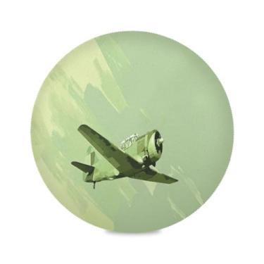 Imagem de Wassud Jogo americano verde plane tapetes de mesa redondos para cozinha e jantar tapetes laváveis resistentes ao calor decoração de mesa 39 cm