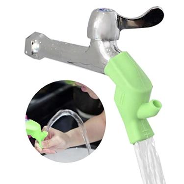Imagem de Alvinlite Extensor de torneira para crianças, extensor de pia de silicone, capa de torneira fofa, ajudante de lavagem à mão, extensor de bico de água para pia de banheiro, balcão de cozinha (verde)