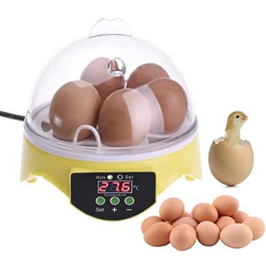 Imagem de uhyOHF Mini incubadora de 7 ovos pequena incubadora de aves, máquina de incubação com controle de temperatura para galinhas, pássaros, codorna, calopsita, peru periquito (