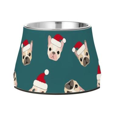 Imagem de Burbuja Tigela de ração para cães de Natal de aço inoxidável para comida e água, antiderrapante para cães médios e gatos, 590 ml