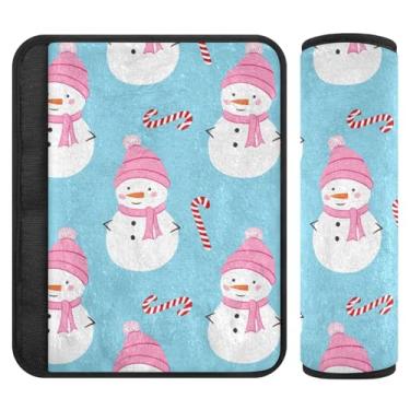 Imagem de Burbuja Capa para cinto de segurança de carro Snowmen Protetor de cinto de segurança de carro macio confortável para alça de ombro de assento, 1 par pequeno