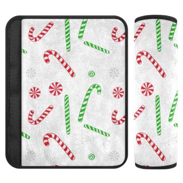 Imagem de Burbuja Capa para cinto de segurança de carro Candy Cane Protetor de cinto de segurança macio confortável para alça de ombro de assento, 1 par médio