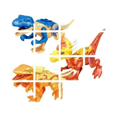 Imagem de Blocos De Montar De Dinossauros Jurássicos: Velociraptor, Triceratops,