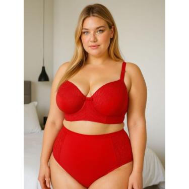 Imagem de Conjunto Lingerie Plus Size Sutiã Bojão e Calcinha Cós Reforçado - c2 