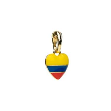 Imagem de SITOS Colar com pingente de coração com bandeira da Colômbia – Prata | Aço inoxidável | Serve para colares, pulseiras ou brincos de argola (bandeira, prata)