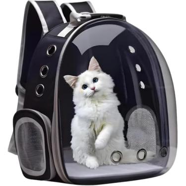 Imagem de Mochila Espacial Pet c/Janela Panorâmica em Acrílico – Transporte Seguro p/Gatos e Cães – Design Moderno, Ventilação e Conforto – Ideal para Veterinário e Viagens | Preto