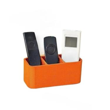 Imagem de Porta Controle Remoto Material Pla Robusto Com TrêS Compartimentos de Armazenamento Adequado para Controles Remotos de TelevisãO e Ar Condicionado(LARANJA)