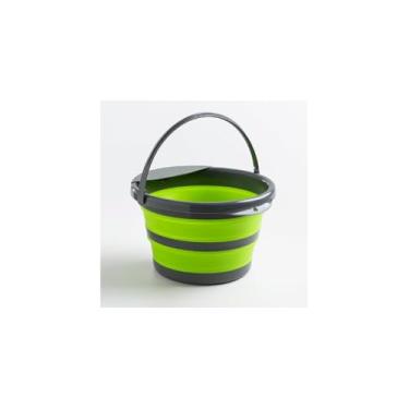 Imagem de Balde Dobrável Multiuso Redondo, 23 Litros, Plástico e TPR, 39cm Diâmetro x 23cm Altura, Portátil, Compacto, para Limpeza e Acampamento