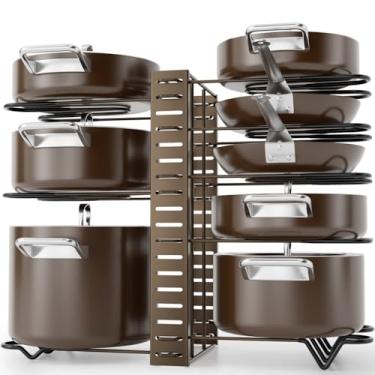 Imagem de Organizadores de Prateleiras para Panelas Organizador e Sartenes 8 Andares Organização Armazenamento na Cozinha Suportes