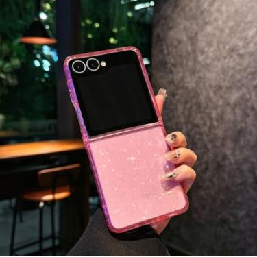 Imagem de GeeBerYo Capa magnética para Samsung Galaxy Z Flip 6/Flip 5 mulheres meninas, [efeito holográfico iridescente de mudança de cor] Capa protetora protetora fosca moderna, fina, fofa e exclusiva