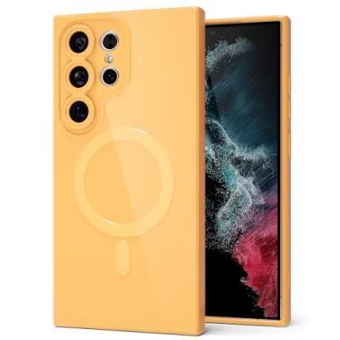 Imagem de Svanove Capa para celular Samsung Galaxy S22 Ultra de silicone magnética, compatível com Magsafe capa fofa para mulheres, feminina, brilhante, geléia, borracha, fina, de plástico rígido, cofre e