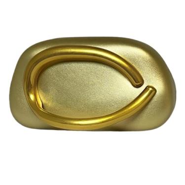 Imagem de Bolsa clutch de acrílico feminina clássica redonda para noite bolsa vintage de metal para guidão para festa de casamento e formatura., Couro sintético dourado