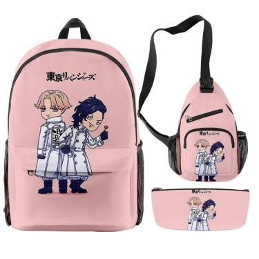 Imagem de Conjunto de mochilas Tokyo Pink Anime com impressão 3D para crianças, 3 unidades