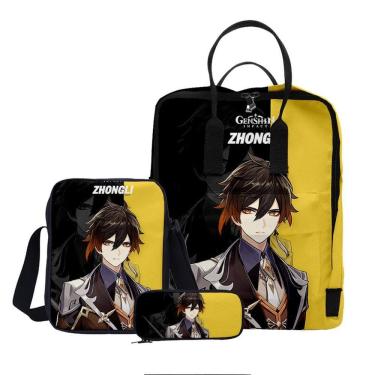 Imagem de Conjunto de mochilas escolares Genshins Impacts Mochila com impressão 3D para crianças