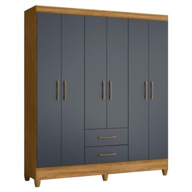 Imagem de Guarda Roupa Casal 6 Portas 2 Gavetas 153cm Paraná M07 Freijó-cinza - Mpozenato