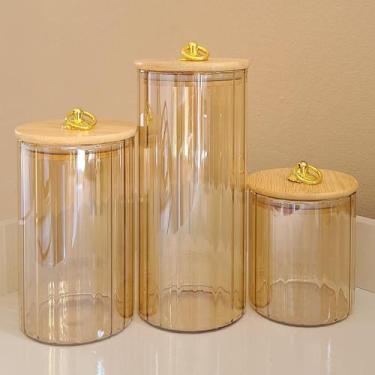 Imagem de Kit 3 Porta Mantimento Vidro Canelado, Potes Organizadores , Porta Con