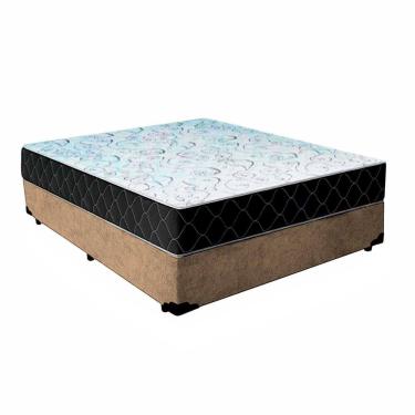Imagem de Cama Box Casal 138 Suede Bege Com Colchão Espuma D33 Marrocos 30cm