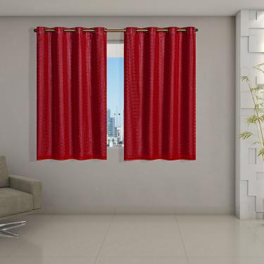 Imagem de Cortina Blackout PVC Cinza Voil Xadrez 2,80m x 1,60m Forro 100% PVC/Voil 100% Poliéster - Vermelho