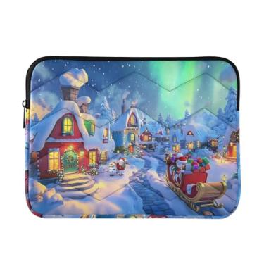 Imagem de Capa macia para laptop, pasta, bolsa de transporte, inverno, Natal, trenó, à prova de choque, capa protetora para notebook