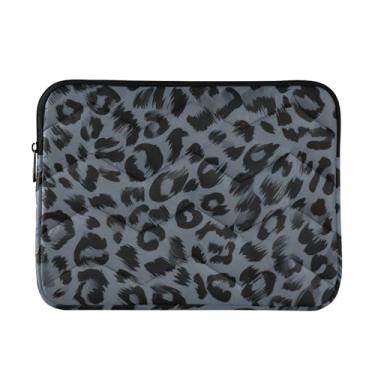 Imagem de Capa acolchoada para laptop leopardo cinza escuro à prova de choque capa protetora para notebook capas para laptop 13 polegadas