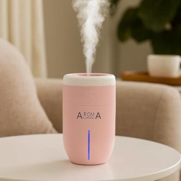 Imagem de Umidificador de Ar Portátil USB com LED e Difusor de Aromas – Silencioso, Compacto e Purificador | Ideal para Quarto, Escritório e Viagens | Alívio do Ressecamento e Relaxamento (Rosa)