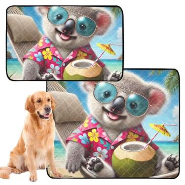 Imagem de TSENQUE Almofadas de xixi de coalas havaianas para cães laváveis para animais de estimação almofadas reutilizáveis absorventes para parto tapete fofo para cães à prova d'água, pequeno x pacote com 3