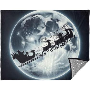Imagem de Cobertor macio de Natal personalizado Papai Noel veado alce cobertor de sofá xadrez para homens mulheres cobertor quente engraçado 177,8 cm x 139,7 cm
