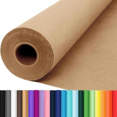 Imagem de Rolo de papel Kraft marrom 91,4 cm x 6,1 cm (200') para embrulho de buquê de flores, pintura artística, artesanato, quadro de avisos, papel 70GSM 22,7 kg