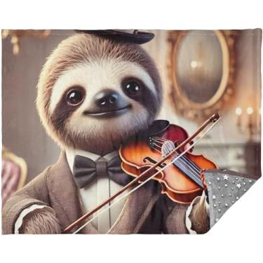 Imagem de TSENQUE Manta grande personalizada para violino preguiça vitoriana para sofá, acampamento, cobertor para homens e mulheres, cinza, 177,8 x 139,7 cm