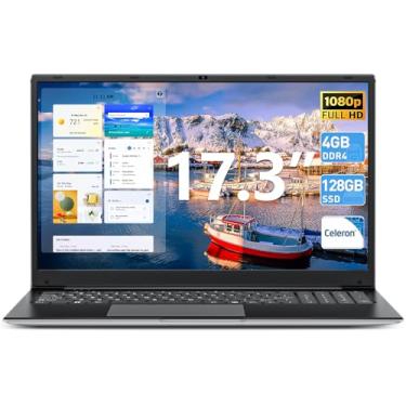 Imagem de SGIN Laptop de 17,3 polegadas, laptops Windows 11 com processador Celeron I3, SSD portátil comum de 4 GB DDR3 de 128 GB, tela IPS FHD, HDMI, WiFi 5G, BT4.2, Type-C, para estudantes e negócios (preto)
