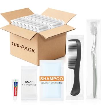 Imagem de Lomgwumy Kit de higiene, kit de escova de dentes de viagem apresenta itens embalados individualmente. Suprimentos de higiene a granel são ideais para viagens, hotéis, acampamento e uso doméstico