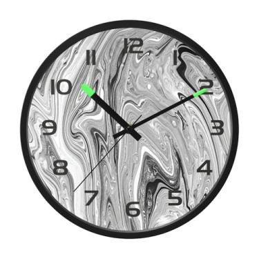 Imagem de CEBUGI Relógio de parede com luz noturna de 30,5 cm que brilha no escuro com sensor de voz, padrão giratório abstrato, relógios de parede operados por bateria para decoração de quarto e sala de estar