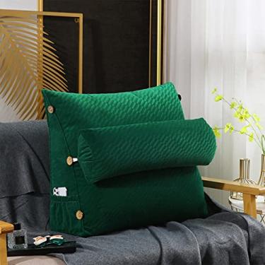 Imagem de BAGASI Almofada de leitura triangular, almofada de descanso para sofá-cama, almofada de cunha e encosto de cunha macia, com descanso para as costas, almofada de cunha com almofada de pescoço ajustável