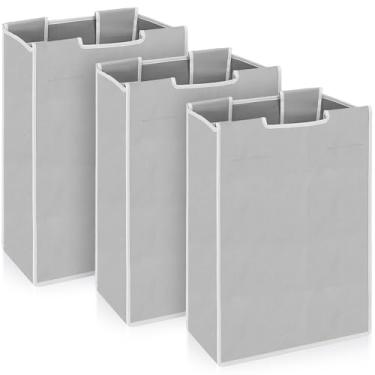Imagem de Pacote com 3 sacos de substituição grandes para classificadores de roupas, cinza claro, tecido Oxford 600D, revestimento impermeável, capacidade de 48 L, carga de 11 kg, design dobrável com alças de