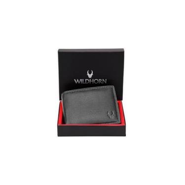 Imagem de WildHorn® Carteira masculina de couro legítimo com proteção RFID, Preto-WH2005, Clássico