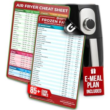 Imagem de Cathy Yoder's Conjunto de folhas de batota para fritadeira a ar, acessórios para fritadeira de ar, guia de cozimento de airfryer, ímã de tabela de horários de cozimento da airfryer, temperatura