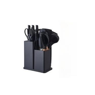 Imagem de Mini Kit Completo Jogo Utensílios de Cozinha 19 Peças Com Tábua em Silicone Espátula Faca Tesoura 890g(COR aleatório)