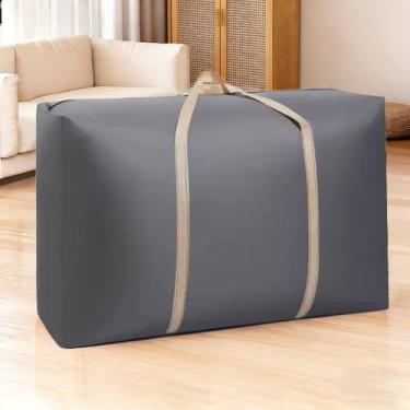 Imagem de Pacote com 2 sacos de embalagem de grande capacidade, cobertor de roupas à prova d'água, bolsa de mudança, tecido, bagagem, tecido não tecido, bolso de pele - cinza