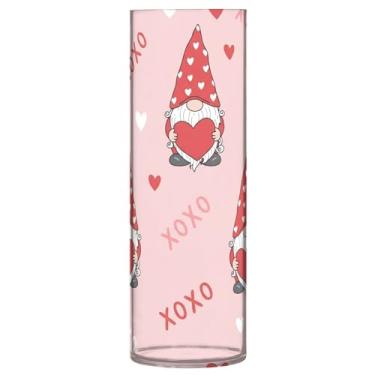 Imagem de CEBUGI Vaso de flores Gnomos Hearts 10 cm x 30 cm Vaso cilíndrico para flores, vaso transparente inquebrável para decoração de casa de festa de casamento